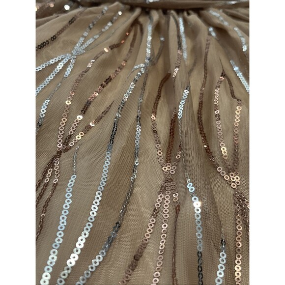 Hailey by Adrianna Papell Embellished Tulle Gown Sz 6 Champagne Prom Wedding - Picture 6 of 6